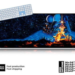 Star Wars Schreibtischmatte, Cosmic Saga Schreibtischmatte, Geek Tischset, Galaxy Großes Mauspad, Große Schreibtischunterlage, Umweltfreundliche Schreibtischunterlage, Comic Fan Geschenk.
