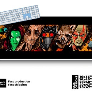 Gaming Desk Mat, Geek placemats, HD Colorful Large Desk Pad, Eco-Friendly Desk pad, Colored Large Mouse Pad, Comic Fan Gift.