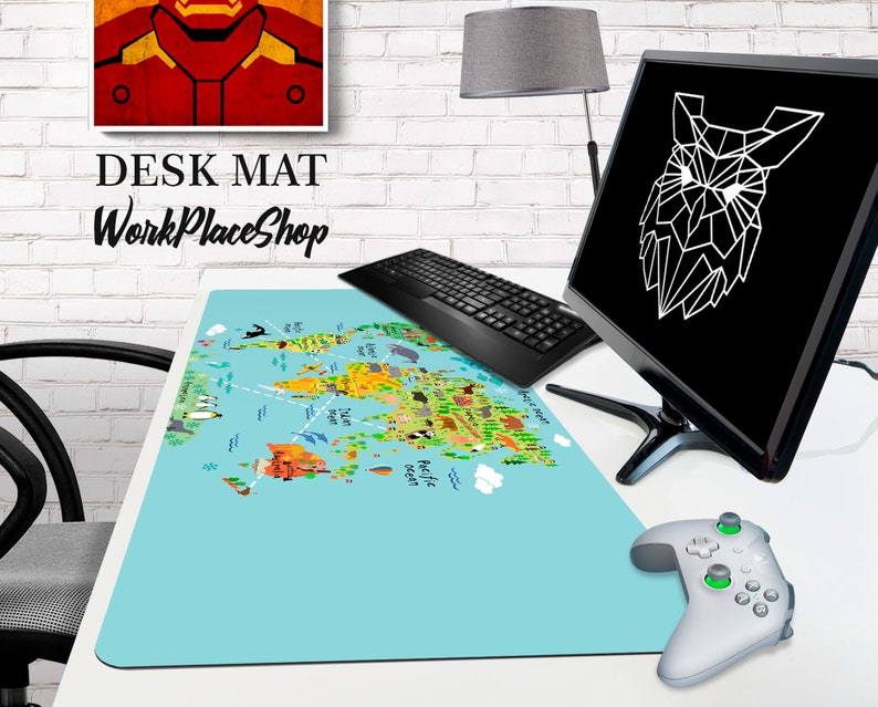 Kids World Map Desk Mat Mouse pad Mouse pads Large mouse Etsy