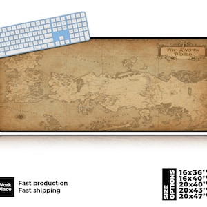 Tappetino per mouse con mappa di film fantasy, tappetino da scrivania con stampa di film, tappetino per mouse grande con stampa di mappe, tappetino da scrivania grande con stampa di mappe.