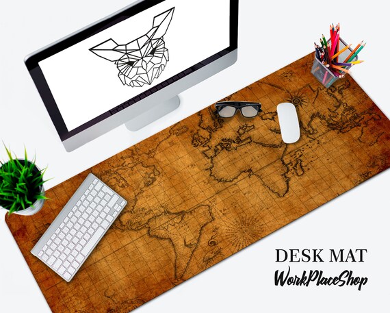World Map Desk Mat Large Mouse Pad Desk Decor Desk Pad Etsy