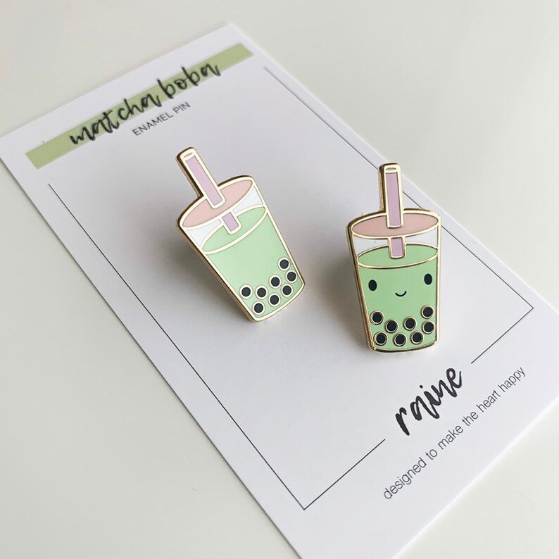 Matcha Boba Pin Enamel Pin Pins Lapel Pin Boba Tea Pin Etsy