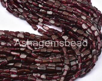 5 Strands Natural Garnet Carved Tube Shape Gemstone Beads 13.5 Inch Strand 3.50X6mm to 3.50X6.50mm