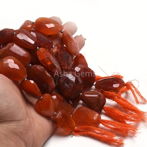 Carnelian faceted Indian Hand Cut Nugget Shape Beads, Natural Carnelian Big Size Faceted Nugget Handmade Gemstone Beads, Carnelian Bead SALE