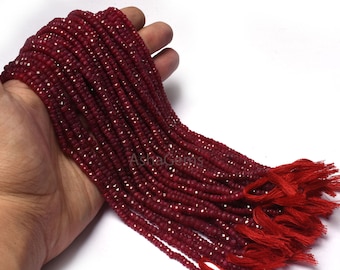 Red Ruby Corundum Faceted Beads,13" strand Ruby Indian Cut Rondelle gemstone beads, Ruby beads Corrundum faceted beads For Necklace Jewelry