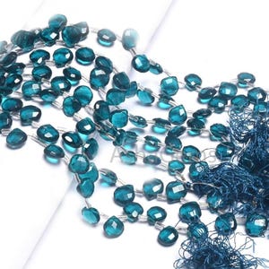 AAA Quality London Blue Topaz Color Hydro Faceted Heart Shape Beads,8" Beautiful Topaz Hydro Heart Checker Cut Briolette bead Jewelry Crafts