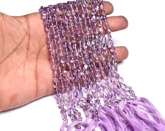 Natural Pink Amethyst Smooth Tiny Nugget Gemstone Bead,5-8 mm Fine Pink Amethyst Plain Tumble Straight Drill Amethyst Bead Jewelry Necklace