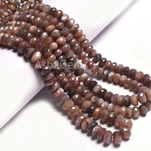 Beautiful Chocolate Moonstone Faceted Rondelle Beads, Natural Chocolate Brown Moonstone Roundelle Gemstone Moonstone Bead Jewelry Craft SALE