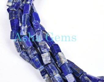 15"Strand Natural Blue Lapis Smooth Rectangle Shape Gemstone Beads,Blue Lapis,4x6.5-4x9 mm,Jewelry Making Crafts,Blue Lapis Smooth Beads