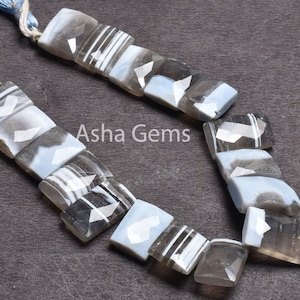 Blue Boulder Opal Fancy Chicklet Beads,11-18mm Gemstone faceted Rectangle Strand Jewelry