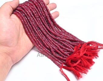 Red Ruby Faceted Indian Cut Beads, Fine Ruby Corundum Faceted rondelle Gemstone Handmade Beads Necklace making Jewelry