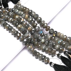 Natural Labradorite Faceted Rondelle Beads, Multi Blue Fire Gemstone Bead Jewelry Making