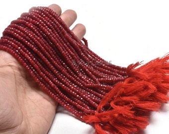 Beautiful Red Ruby Faceted Rondelle Shape Beads, Ruby Corundum Beads,3,3.5mm Ruby faceted Indian Cut Gemstone bead For Necklace Jewelry SALE