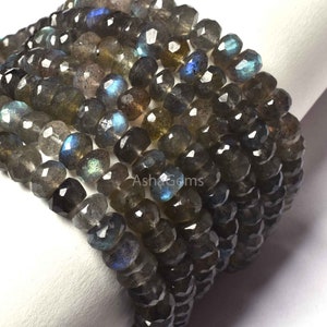 Top Quality labradorite faceted rondelle shape beads, AAA Blue Fire Labradorite Gemstone Black rainbow Indian Cut Beads Jewelry Making Craft
