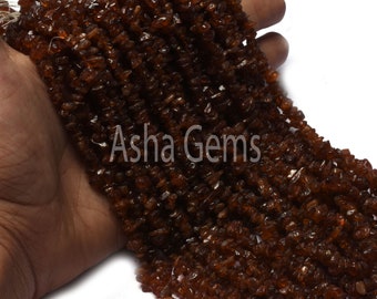 34" Strand hessonite garnet Uncut Chip Beads, Natural Brown Gemstone Smooth Polish Tiny Rough
