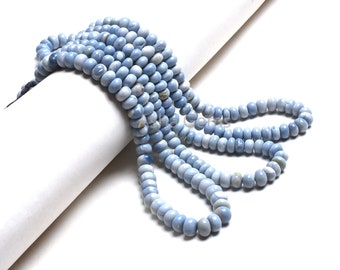 Belles perles en forme de rondelle lisse d'opale bleue de l'Oregon, fines perles d'opale bleue Pigeon bleu opale perles de pierres précieuses en vrac, fabrication de bijoux artisanat vente