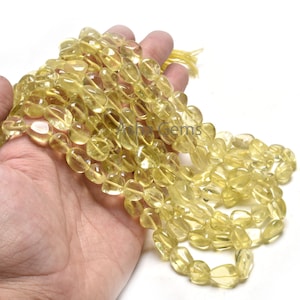 Natural Lemon Quartz smooth Nugget Gemstone Beads,16" Strand Fine Quality Lemon Plain Handmade Tumble Beads, Lemon Bead Jewelry Craft SALE