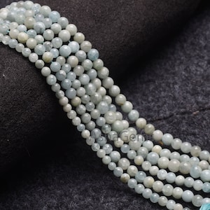 Beautiful Blue Aquamarine Smooth Round Shape Beads,13&quot; Strand Natural Aquamarine Round Ball Beads, Aquamarine Beads For Jewelry Making SALE