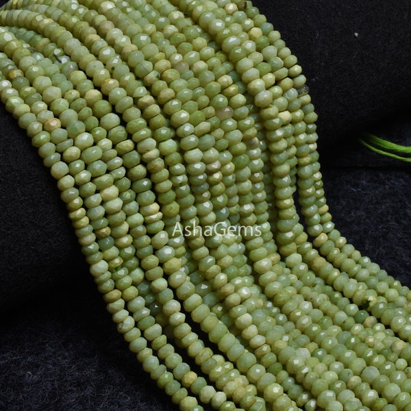 AAA Green Opal Faceted Rondelle Shape Gemstone Beads,13" Strand Mint Green Opal Rondelle Beads Opal Handmade Indian Cut Beads Jewelry Crafts