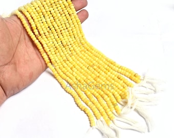 Gladde gele opaalkralen, edelsteen effen handgemaakte ongelijke kleine rondelle kralensieraden
