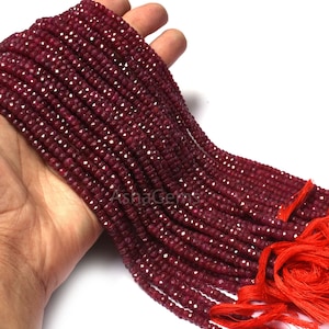 Red Ruby Faceted Indian Cut Beads, Ruby Corundum Faceted rondelle Shape Gemstone Beads, Ruby Faceted Rondelle Red Ruby Beads Jewelry Crafts