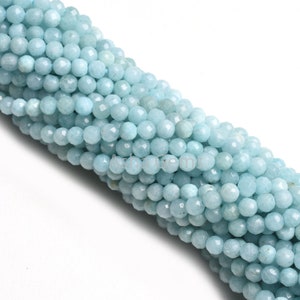 Natural Blue Larimar Micro Faceted Round Beads Gemstone Larimar Round ball machine Cut Beads,3.5 mm Larimar Beads For Jewelry Making Crafts image 9