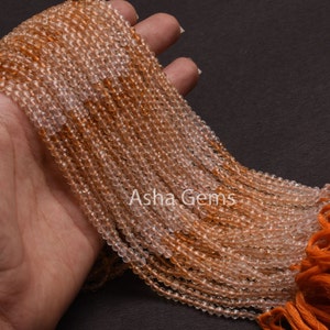 AAA Natural Citrine Quartz Micro Cut Gemstone Beads,3.5mm Shaded Yellow Citrine Machine Cut Faceted Rondelle Beads Citrine Bead Jewelry SALE