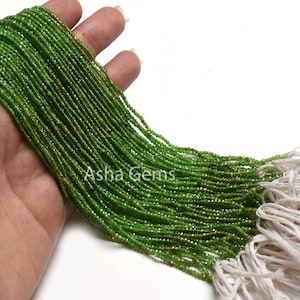 2 mm Natural Chrome Diopside Micro Cut faceted Gemstone Beads,13" Strand Shaded Green Chrome Diopside Machine Cut Tiny Rondelle Chrome Beads