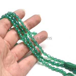 Green Onyx Smooth Handmade Oval Shape Gemstone Beads, Beautiful Green Onyx Oval Beads,12.5&quot; Strand Onyx Beads Necklace Jewelry Making Crafts