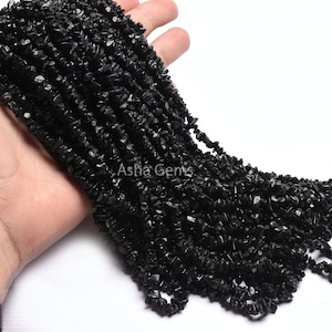 34"Strand Natural Black Tourmaline Raw Uncut Chips Beads Gemstone,Black Tourmaline Nuggets,Tourmaline Beads,Rough Polish Beads, Uncut Chips