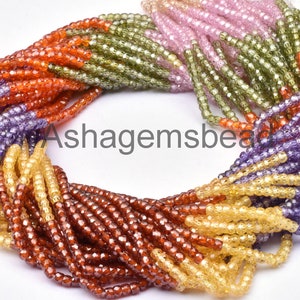 Amazing Zircon Multi Color Rondelle Shape Micro Faceted Beads,13" Strand 3mm Multi Zircon Faceted gemstone Bead cubic Zircon Micro Cut Beads