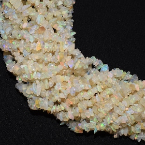 Beautiful 34"Strand Natural Ethiopian Opal Uncut Chips Gemstone Beads,Ethiopian opal Raw Nuggets Smooth Bead AAA Quality tiny Opal Chip Bead