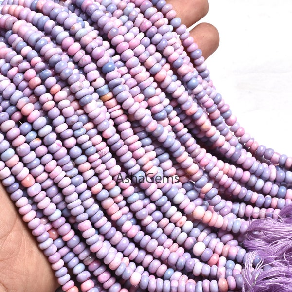 Beautiful Pink Lavender Opal Smooth Rondelle Shape Gemstone beads, Shaded Opal Handmade beads, Lavender pink opal Beads For Necklace Jewelry