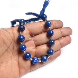 Hermosas cuentas redondas lisas de lapislázuli azul de 10,5 a 12 mm, cuentas redondas de lapislázuli finas, cuentas de lapislázuli naturales para hacer joyas, manualidades, VENTA