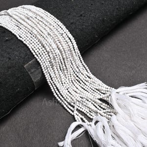 AAA Quality White Howlite Machine Cut Rondelle Tiny Beads,2.2 mm Fine White Howlite Micro Cut Gemstone Beads Jewelry Necklace Makings Crafts