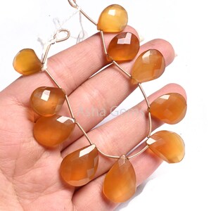 Beautiful Deep Yellow Chalcedony Faceted Pear Shape Gemstone Bead,13x17-16x22 mm Chalcedony Teardrop Briolette Side Drill Bead Jewelry Craft