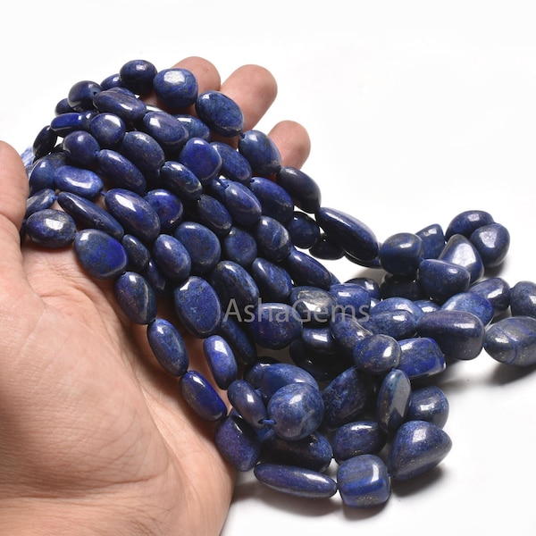 Perles lisses en forme de pépite de lapis-lazuli naturel, perles de lapis bleu de 9/18 po. faites main, fabrication de bijoux en perles de lapis en vrac, artisanat