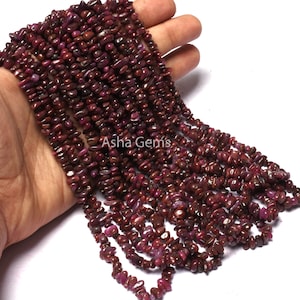 34&quot; Strand Natural Ruby Uncut Chips Smooth Beads Gemstone, Natural Ruby Beads, AAA Quality Red Ruby Chip Tiny Nugget, Genuine Ruby Raw Beads
