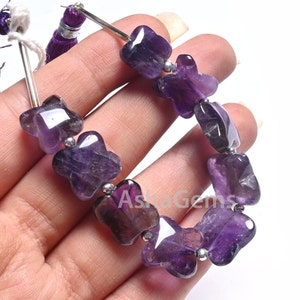 Purple Amethyst Fancy Carved Flower Shape Gemstone Beads,12-15mm Natural Amethyst Carve Square Smooth Straight Drill Bead Jewelry Craft SALE