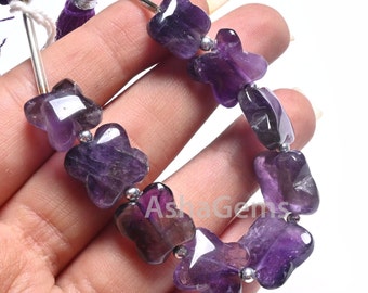 Perle di ametista viola intagliate a forma di fiore, 12-15 mm, pietra preziosa naturale intagliata quadrata liscia