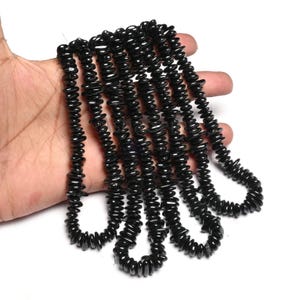 AAA Quality Black Spinel Smooth Uncut Chip Beads,7-11mm Natural Spinel Slice Rough Beads, Black Spinel Raw Nugget Flat Gemstone Bead Jewelry