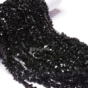 34&quot; Strand Natural Black Onyx Uncut Chips Gemstone Beads Semi Precious Raw Rough Smooth Nugget Bead,AAA Black Onyx Bead Jewelry Making Craft