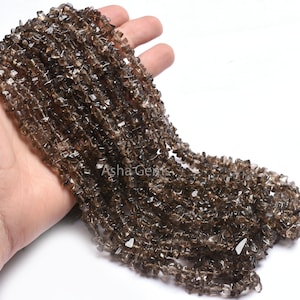 Perline di quarzo fumé grezzo, perline di pietra preziosa grezza, filo da 34" di quarzo fumé nero naturale, perline grezze lisce e lucide, perline fumé fini per la creazione di gioielli IN SALDO