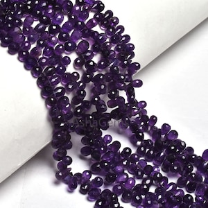 African Amethyst Faceted Drops Shape Beads,5.5-9.5 mm Natural Purple Amethyst Teardrop Beads,9&quot; Amethyst Drop Briolette Gemstone Beads SALE