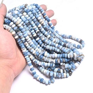 Blue Boulder Opal Smooth Rondelle Shape Gemstone Beads, Fine Blue Opal Beads Strand Boulder Opal Plain Handmade Gemstone Beads Jewelry SALE