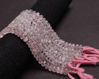Facettierte Rosenquarz-Rondellenperlen, Schmuckherstellung aus natürlichem rosa Quarz