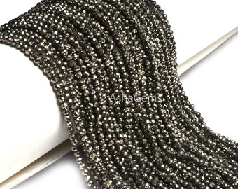 Natural Pyrite Micro Cut Rondelle Faceted Beads,3 mm AAA Quality Copper Pyrite machine Cut Gemstone Bead Crafts Jewelry