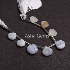 13-16mm Blue Lace Agate Heart Beads, Natural Blue Lace Agate Uneven Heart Gemstone Un Polish Bead, Agate Mat Finish Handmade Heart Bead SALE