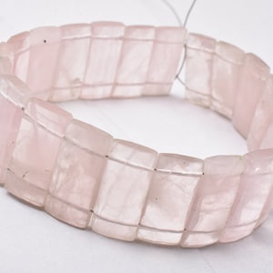 Cuentas de cuarzo rosa con forma de chicle, cuentas rectangulares facetadas de piedra preciosa rosa natural para pulseras y joyería.