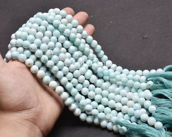 Beautiful Sky Blue Opal Round Shape Gemstone Loose Beads,8,9 mm Opal Beads, Blue Opal smooth Round Ball Beads For Jewelry Making Handicraft